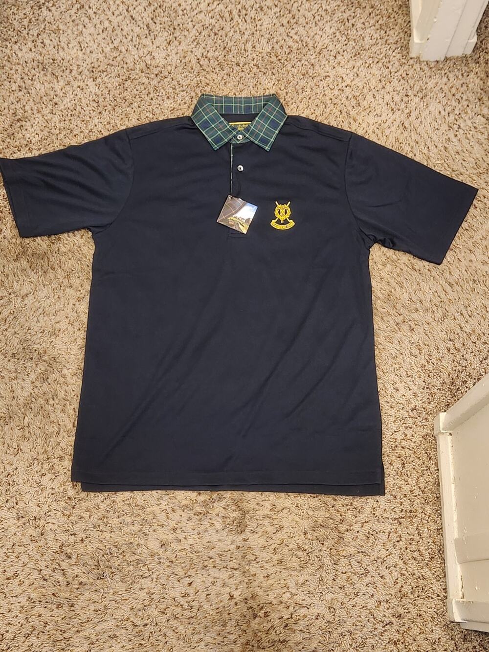 St Andrews Golf Links Men's Tartan Collection Blue Small Golf Polo New